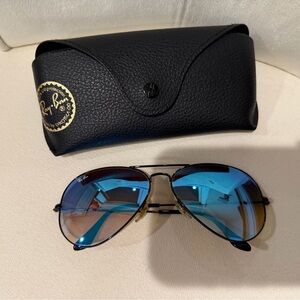Ray-Ban Aviator Sunglasses with Blue and Gold Accents